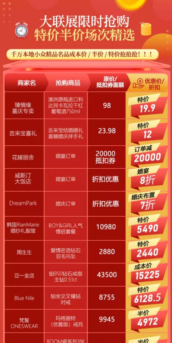 中國婚博會44城大聯展限時限量搶購活動來襲，成本價搶！半價搶！各種特價搶！  第3張